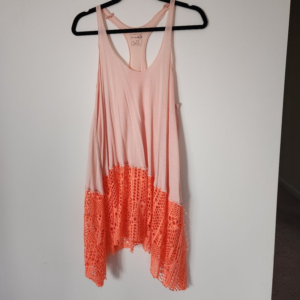 Free People We The Free Asymmetrical Tank Top - Peach/Coral - Size S